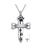 VONALA DOLA 925 Sterling Silver Ash Necklace | Memorial Jewelry for Dog & Cat Lovers | Pet Paw & Cross Souvenir Gift - Buy Online on GoSupps.com