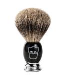 Parker Premium 3 Band Pure Badger Shaving Brush with Stand | Thick & Luxurious Lather - Gift Box | Black & Chrome Handle - Buy Online on GoSupps.com
