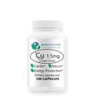 Cu 1.5mg Copper Citrate Capsules - Supports Nervous System, Collagen Synthesis, and Energy Production - 100 Count - Buy Online on GoSupps.com