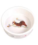 Trixie Ceramic Cat Bowl with Motif 0.2 Litre White 1 Count (Pack of 1) - Buy Online on GoSupps.com