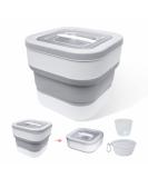 Collapsible Dog Food Storage Container, 10-13LB Capacity, Airtight Seal, Magnetic Lid, Measuring Cup, Silicone Bowl, White - Buy Online on GoSupps.com