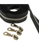 5 Yards Metallic Nylon Coil Zippers with Antique Brass Teeth and Pulls Sliders - DIY Sewing Crafts - SHUNLI Antique Brass-Black - Buy Online on GoSupps.com
