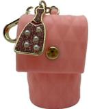 Pink Coral Purse Champagne Bottle Charm Hand Sanitizer Holder - Stylish Clip-On Accessory for Easy Sanitizing | Shop Internationally - Buy Online on GoSupps.com