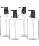 Empty Plastic Pump Bottles Dispenser 4 Pack 16oz/500ml Portable Clear BPA-Free Cylinder Shampoo Lotion Hand Pump Bottle Durable Refillable Containers for Massage Oil, Liquid Soap 16.9 Oz, 4 Pack Black Clear - Buy Online on GoSupps.com