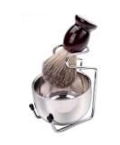 POFET Shaving Bowl and Brush Set - Premium Badger Hair Brush Stainless Steel Bowl & Holder - Perfect Gift for Men - Buy Online on GoSupps.com