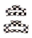 AOPRIE Chess Board Style Hair Clips Set - Large & Medium Claws for Women/Girls - White/Black 2 Pack - Buy Online on GoSupps.com