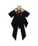 Lijun Vintage Ribbon Bowtie for Women | Big Bowknot Necktie with Bee Crystal Brooch | International Shipping Available - Buy Online on GoSupps.com