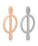 Buy BPA-Free Baby Biting Toys - 2 Pack Silicone Teething Rings for 3+ Months - Peach Powder & Gray - Soothing Gum Massage - Buy Online on GoSupps.com