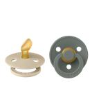 BIBS COLOUR Anatomical Dummy 2-Pack | BPA-Free Natural Rubber Pacifiers for 0-6 Months | Jaw-Friendly Design Made in Denmark - Vanilla/Pine - Buy Online on GoSupps.com