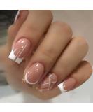24-Piece Gold Glitter French Artificial Nails - Ballerina Press-On Design for Women & Girls | DIY Square Fake Nails - Buy Online on GoSupps.com