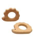 Organic Wooden Hedgehog Teether Toys - Set of 2 | Handmade Baby Beaded Teething Toy | Food Grade Materials - Perfect Baby Shower Gift - Buy Online on GoSupps.com