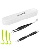 Melliex Tick Pliers Set | Stainless Steel Tick Remover & Tweezers for Pets | Tick Hooks & Storage Box for Dogs & Cats (Black) - Buy Online on GoSupps.com
