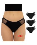 Relixa Period Underwear for Women - Undulating Menstrual Underpants Set of 3 (XS-4XL) in Black with Lace - Comfortable & Stylish Protection - Buy Online on GoSupps.com