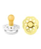 BIBS Boheme Pacifiers 2 Pack | BPA Free, Cherry Shape Nipple, Natural Rubber Latex | Made in Denmark | White/Sunshine | Size 0-6 Months - Buy Online on GoSupps.com