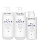 Goldwell Dualsenses Just Smooth Taming Shampoo 1000ml Conditioner 1000ml 60Sec Treatment 500ml - Buy Online on GoSupps.com