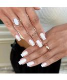 Shop Mrcuvaryas 24-Piece Short Press On French Nails | Pure White Tip Artificial Nails with Glue for Effortless Manicures - Buy Online on GoSupps.com
