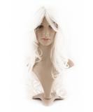 MapofBeauty 24 inch Curly Wig with Side Bangs - Sexy & Charming White Wig for International Shipping - Buy Online on GoSupps.com