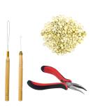 XINMEIWEN Hair Extension Kit with Pulling Hook Bead Device Tool & 200 Silicone Lined Micro Rings - Professional Styling Accessory (Beige) - Buy Online on GoSupps.com