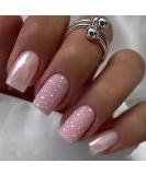 Justotry 24 Pieces Silver Angular Glitter Press-On Nails | Glossy Pink Artificial Nail Art | Beautiful Square French Fake Nails for Women - Buy Online on GoSupps.com