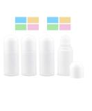 NALORA 4pcs 50ml Empty Roller Bottles for Essential Oils & Aromatherapy | Plastic Roll-On Bottles with 8 Stickers - Ideal for Perfume & Skin Care - Buy Online on GoSupps.com