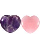 Amethyst Rose Quartz Heart Worry Stones 2Pcs for Jewelry Making & Reiki Therapy - Buy Online on GoSupps.com