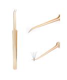 Lash Extension Tweezers: Fiber Tip, Professional Artist Tech Kit for Volume Eyelash Extensions - Golden Fine Tweezers - Buy Online on GoSupps.com