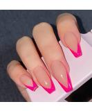 Brishow French Coffin Artificial Nails - Shiny Ballerina Acrylic Press-On Full Cover Nails (24 Pieces) for Women & Girls - International Shipping Available - Buy Online on GoSupps.com
