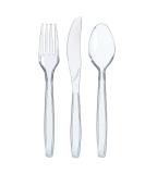 300 ct Disposable Plastic Silverware Set | Clear Cutlery Utensils | 100 Forks, 100 Spoons, 100 Knives | Heavy Duty Bulk Flatware - Ideal for Parties & Events - Buy Online on GoSupps.com
