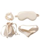 Buy 4 Pcs Silk Sleep Masks & Hair Accessories | Soft Eye Masks Scrunchies Headbands | Perfect Wedding Bridesmaid Gifts in Beige - International Shipping Available - Buy Online on GoSupps.com