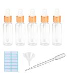 5Pcs Transparent Dropper Bottle 50ML Plastic Eye Dropper Bottles for Essential Oil Pipette Refillable - with Measured Pipette Funnel and Labels (White + Gold Cap) 50ml White + Gold Cap - Buy Online on GoSupps.com