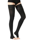 Open Toe Thigh High Medical Compression Stockings 20-30 mmHg for Men & Women - Relief for DVT Varicose Veins Shin Splints & Swelling - Medium Black - Buy Online on GoSupps.com