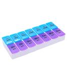 Twice-A-Day Economy Weekly Pill Organizer - Easy-Open AM/PM Medication & Vitamin Storage (Blue & Purple - Buy Online on GoSupps.com