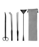 Liveek 4-in-1 Aquarium Aquascape Tools Kit - Stainless Steel Tweezers, Scissors, Spatula - Anti-Rust for Aquatic Plant, Fish Tank Clean - 12.5in Black - Buy Online on GoSupps.com