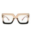 ALWAYSUV Oversized Square Blue Light Glasses for Women - Stylish Big Frame Eyewear in Champagne & Black - Protect Your Eyes with Clear Lens Computer Glasses - Buy Online on GoSupps.com