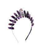 Purple Amethyst Moon Crystal Crown Headband Raw Quartz Tiara Witch Bride Headpiece Women Girls for Wiccan Cosplay Wedding Parties Photography by Bubbmi - Buy Online on GoSupps.com