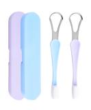 Buy Tongue Scraper & Brush Set for Kids & Adults - Travel Case Included | Oral Care Hygiene Essentials (2pcs Blue & Purple - Buy Online on GoSupps.com