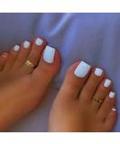 Glossy White Square Press On Toenails - 24pcs Short False Toe Nails for Women and Girls - Buy Online on GoSupps.com