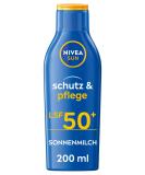 Nivea Sun Protection & Care Sun Milk LSF 50+ - 250ml Sunscreen for 48h Moisture Vitamin E Immediate UVA/UVB Protection | Shop Internationally - Buy Online on GoSupps.com