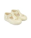 Baypods B617 T Bar Petal Punch Pre Walker Baby Shoes - Soft Faux Leather, Ivory Patent, Made in England | 0 UK Child - Buy Online on GoSupps.com
