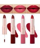 3Pcs Set: EVPCT 2 In 1 Deep Red Matte Lipstick & Long Lasting Liquid Lip Gloss for Women - Vegan, Waterproof, 24 Hour Wear - Red Rose, Nude Pink, Matte Mate - Buy Online on GoSupps.com