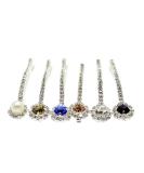 Lurrose 6Pcs Rhinestone Hair Clips Set - Diamond Bobby Pins for Rhinestone Bangs (White Blue Black Champagne Crystal Yellow Pearl) - Stylish Hair Accessories - Buy Online on GoSupps.com