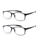 Mcoorn Flexible Lightweight Reading Glasses for Men & Women - 2 Pack with Case Anti Blue Light Anti-Reflective 1.25x Power - Buy Online on GoSupps.com