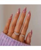 RikView French Tip Medium Acrylic Almond Nail Set - 24 PC Nude & Purple Stick-On Nails - Buy Online on GoSupps.com