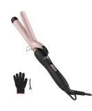 Pretfy 25mm Hair Curling Tongs - Ceramic Tourmaline Wand with LCD Display, Adjustable Temperature, Quick Heating - Anti-scald & Auto Shut-Off Features - Includes Gloves and Hair Clip - Buy Online on GoSupps.com