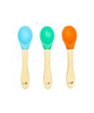 Wild & Stone Bamboo Baby Weaning Spoon Set - Soft Silicone Infant Spoons in Blue, Green, Orange - Flexible Baby Feeding Spoons - Buy Online on GoSupps.com