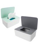 Anruyi 2-Pack Wet Wipes Box - Stylish Plastic Tissue Storage for Kids' Clothing Home & Office - Green & Gray - Buy Online on GoSupps.com