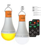 FLYHOOM Rechargeable Emergency Light Bulb with Remote - Portable LED Camping Light Bulb for Camping, Hiking, Car - 5 Modes, 280LM, 6-18h Battery Life - White & Yellow Light, 2 Pack - Buy Online on GoSupps.com