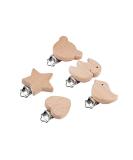 ccHuDE 5 Pcs Natural Wood Pacifier Clips Holder Baby Suspender Clips Unfinished Wooden Teething Beads Clips Charm DIY Crafts - Buy Online on GoSupps.com