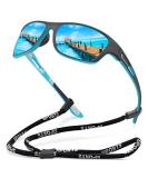 KUGUAOK Polarized Sports Sunglasses for Men - Blue Mirror | 100% UV Protection - Buy Online on GoSupps.com