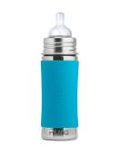 Pura Kiki 11oz/325ml Stainless Steel Infant Bottle with Sleeve - Medium-Flow Nipple - Aqua (3 Months & Up) - Buy Online on GoSupps.com